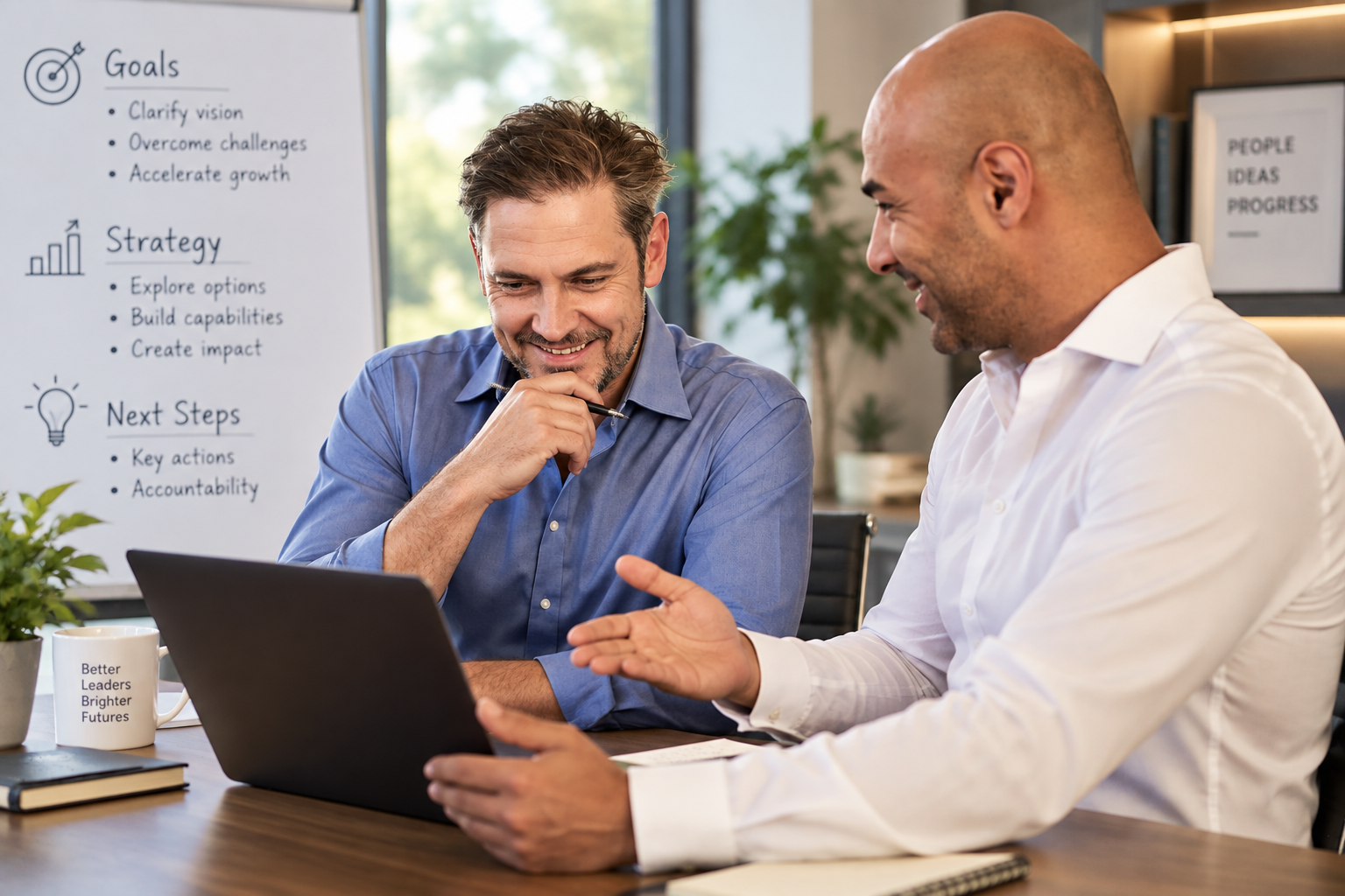 Business coaching session focused on goals, strategy and next steps